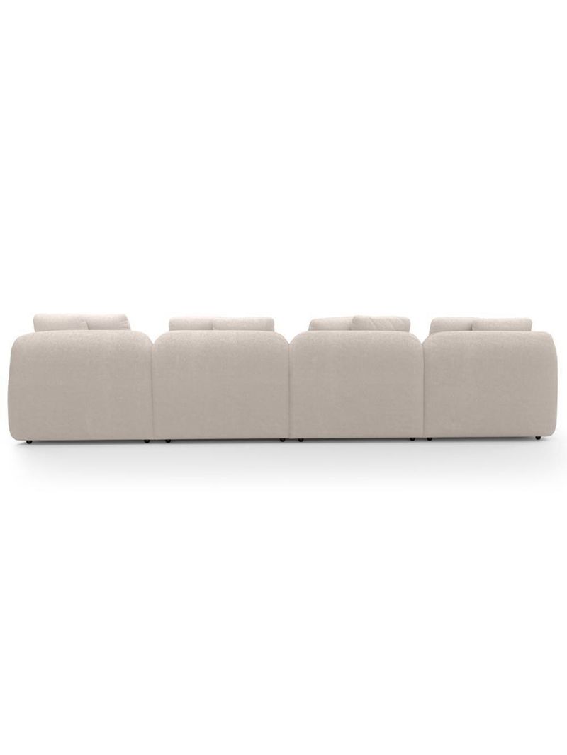 Sofá 5 Lugares Com Chaise Direito Sala Living 334cm Arlo F04 Bouclê Bege - Lyam Decor