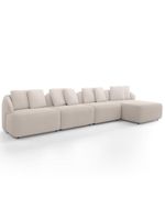 Sofá 5 Lugares Com Chaise Direito Sala Living 334cm Arlo F04 Bouclê Bege - Lyam Decor
