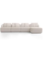 Sofá 5 Lugares Com Chaise Direito Sala Living 334cm Arlo F04 Bouclê Bege - Lyam Decor