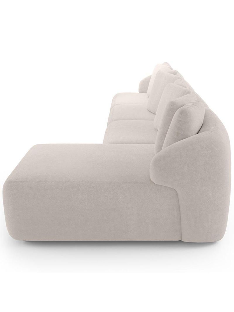 Sofá 5 Lugares Com Chaise Direito Sala Living 334cm Arlo F04 Bouclê Bege - Lyam Decor