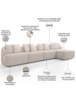 Sofá 5 Lugares Com Chaise Direito Sala Living 334cm Arlo F04 Bouclê Bege - Lyam Decor