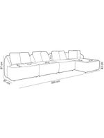 Sofá 5 Lugares Com Chaise Direito Sala Living 334cm Arlo F04 Bouclê Bege - Lyam Decor