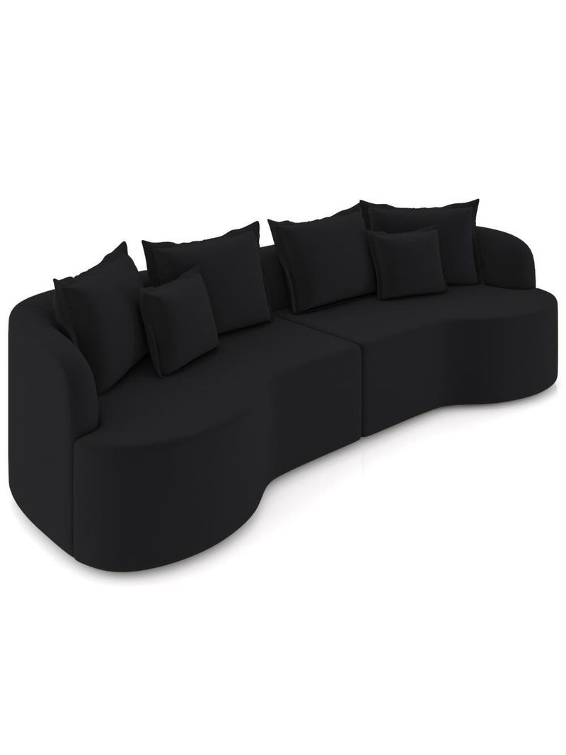 Sofá 4 Lugares Orgânico Sala De Estar Living 270cm Ekos K01 Veludo Preto - Lyam Decor