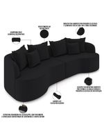 Sofá 4 Lugares Orgânico Sala De Estar Living 270cm Ekos K01 Veludo Preto - Lyam Decor