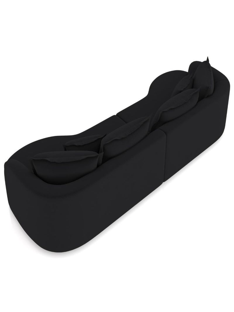 Sofá 4 Lugares Orgânico Sala De Estar Living 270cm Ekos K01 Veludo Preto - Lyam Decor