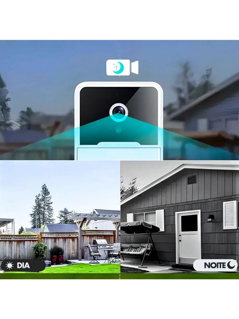 Campainha com Câmera Wi-Fi Sem Fio Inteligente – Interfone com Áudio
