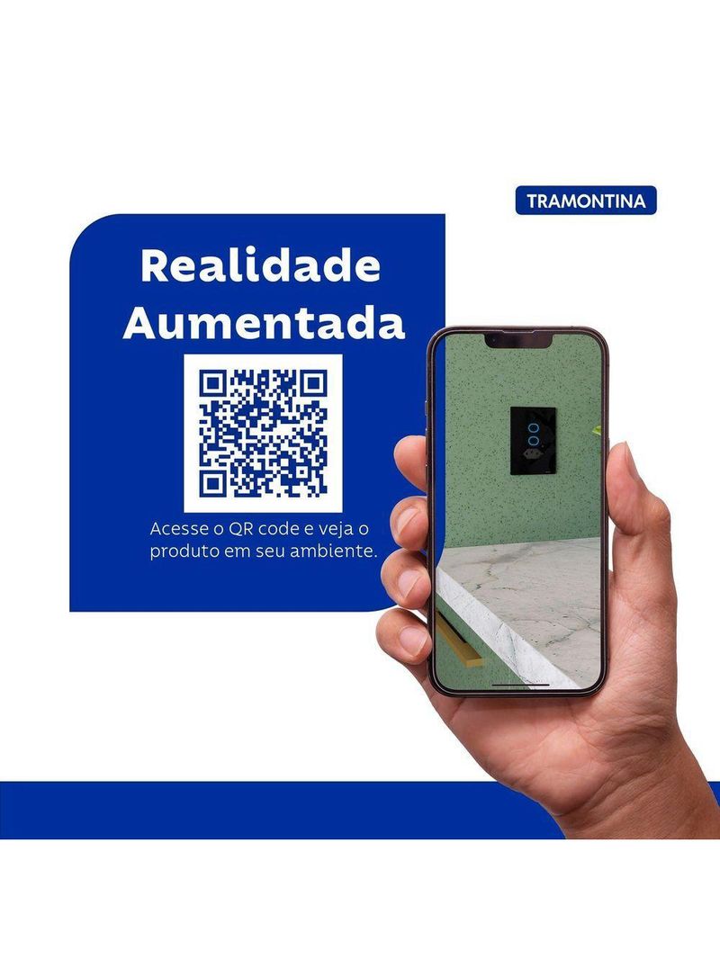Interruptor Onne Touch Smart Tramontina Preto com 2 Canais e 1 Tomada 2P+T 10 A 250 V