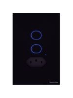 Interruptor Onne Touch Smart Tramontina Preto com 2 Canais e 1 Tomada 2P+T 10 A 250 V