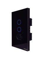 Interruptor Onne Touch Smart Tramontina Preto com 2 Canais e 1 Tomada 2P+T 10 A 250 V