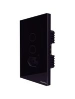 Interruptor Onne Touch Smart Tramontina Preto com 2 Canais e 1 Tomada 2P+T 10 A 250 V