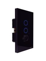 Interruptor Onne Touch Smart Tramontina Preto com 2 Canais e 1 Tomada 2P+T 10 A 250 V