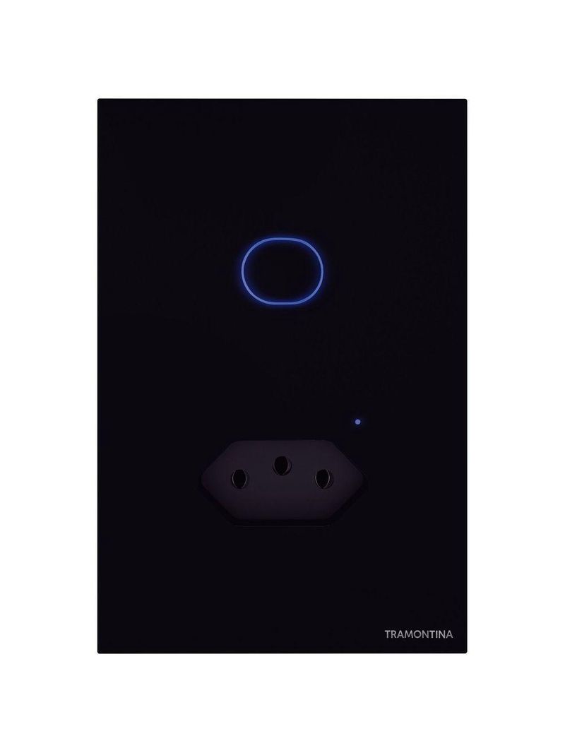 Interruptor Onne Touch Smart Tramontina Preto com 1 Canal e 1 Tomada 2P+T 10 A 250 V
