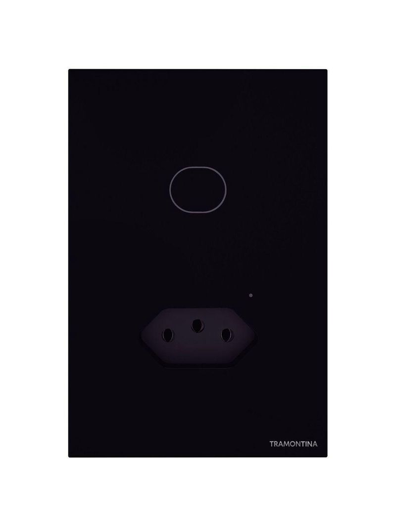 Interruptor Onne Touch Smart Tramontina Preto com 1 Canal e 1 Tomada 2P+T 10 A 250 V