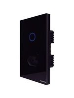 Interruptor Onne Touch Smart Tramontina Preto com 1 Canal e 1 Tomada 2P+T 10 A 250 V