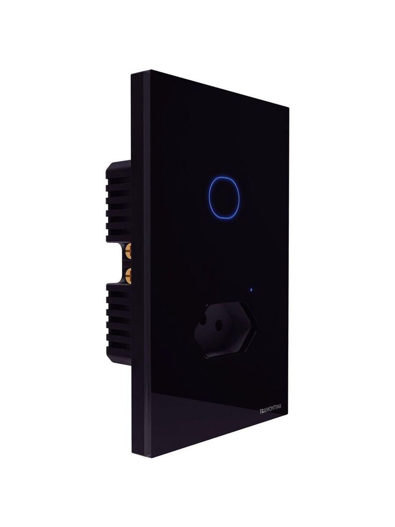 Interruptor Onne Touch Smart Tramontina Preto com 1 Canal e 1 Tomada 2P+T 10 A 250 V