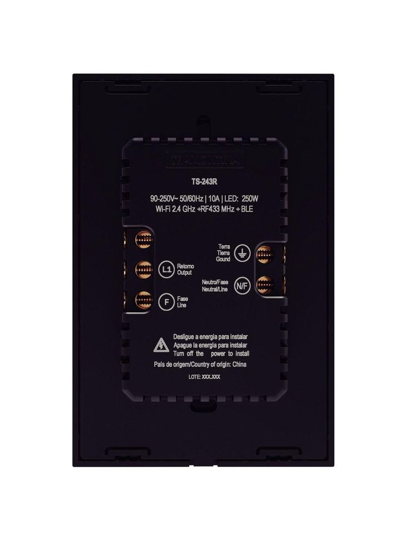 Interruptor Onne Touch Smart Tramontina Preto com 1 Canal e 1 Tomada 2P+T 10 A 250 V