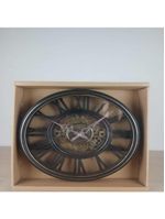 Relógio de Parede Industrial Rústico Estilo Madeira Design Vintage Romanos 30 cm Decorativo