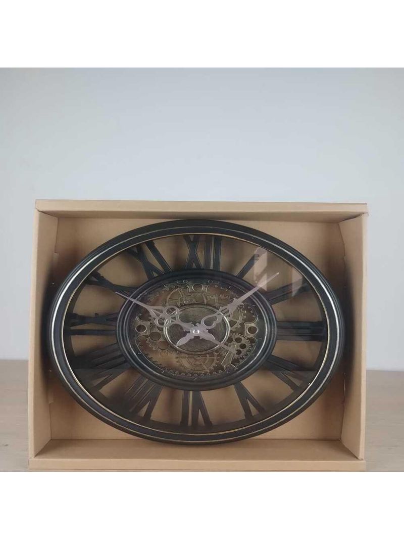 Relógio de Parede Industrial Rústico Estilo Madeira Design Vintage Romanos 30 cm Decorativo