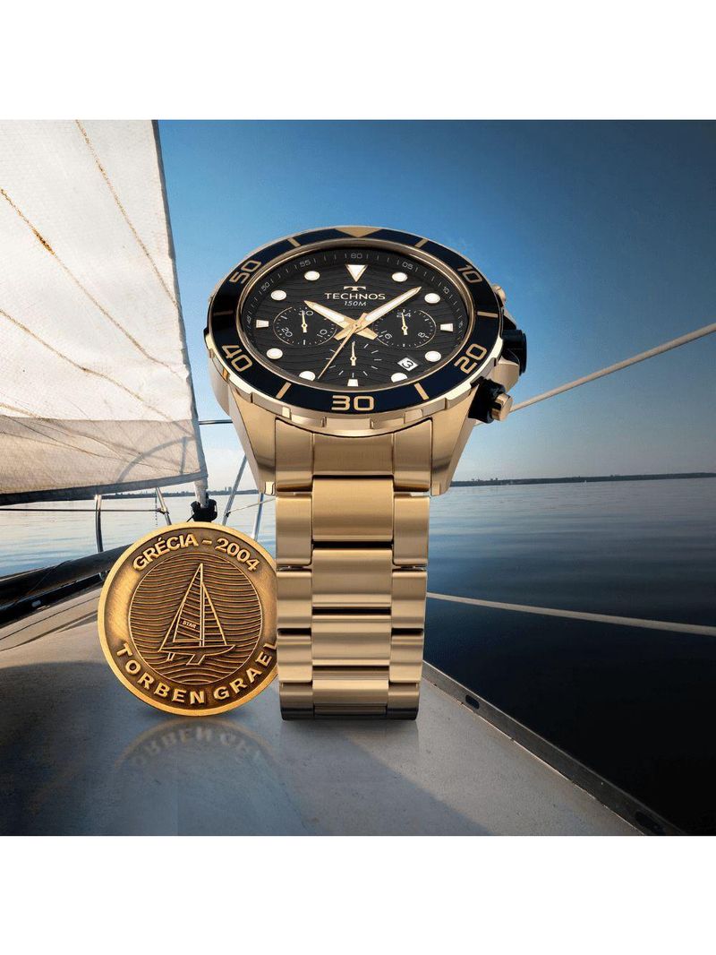 Kit Technos Masculino Acqua Dourado Edição Especial Torben Grael - Js25bbx-1p Js25bbx-1p