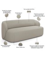 Sofá 2 Lugares Orgânico Para Sala De Estar Living 170cm Heidy F04 Linho Bege - Lyam Decor