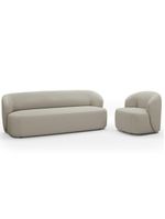 Sofá 2 Lugares 170cm Com Poltrona Giratória Orgânica Heidy F04 Linho Bege - Lyam Decor