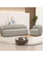 Sofá 2 Lugares 170cm Com Poltrona Giratória Orgânica Heidy F04 Linho Bege - Lyam Decor