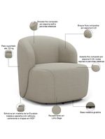 Sofá 2 Lugares 170cm Com Poltrona Giratória Orgânica Heidy F04 Linho Bege - Lyam Decor