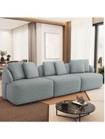 Sofá 3 Lugares Para Sala De Estar Living 234cm Arlo F04 Linho Cinza - Lyam Decor