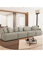 Sofá 5 Lugares Para Sala De Estar Living 394cm Arlo F04 Linho Bege - Lyam Decor