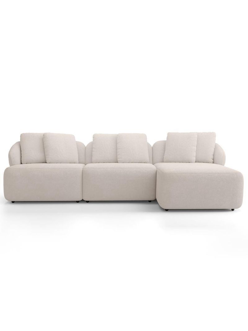 Sofá 4 Lugares Com Chaise Direito Sala Living 294cm Arlo F04 Bouclê Bege - Lyam Decor
