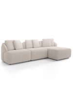 Sofá 4 Lugares Com Chaise Direito Sala Living 294cm Arlo F04 Bouclê Bege - Lyam Decor