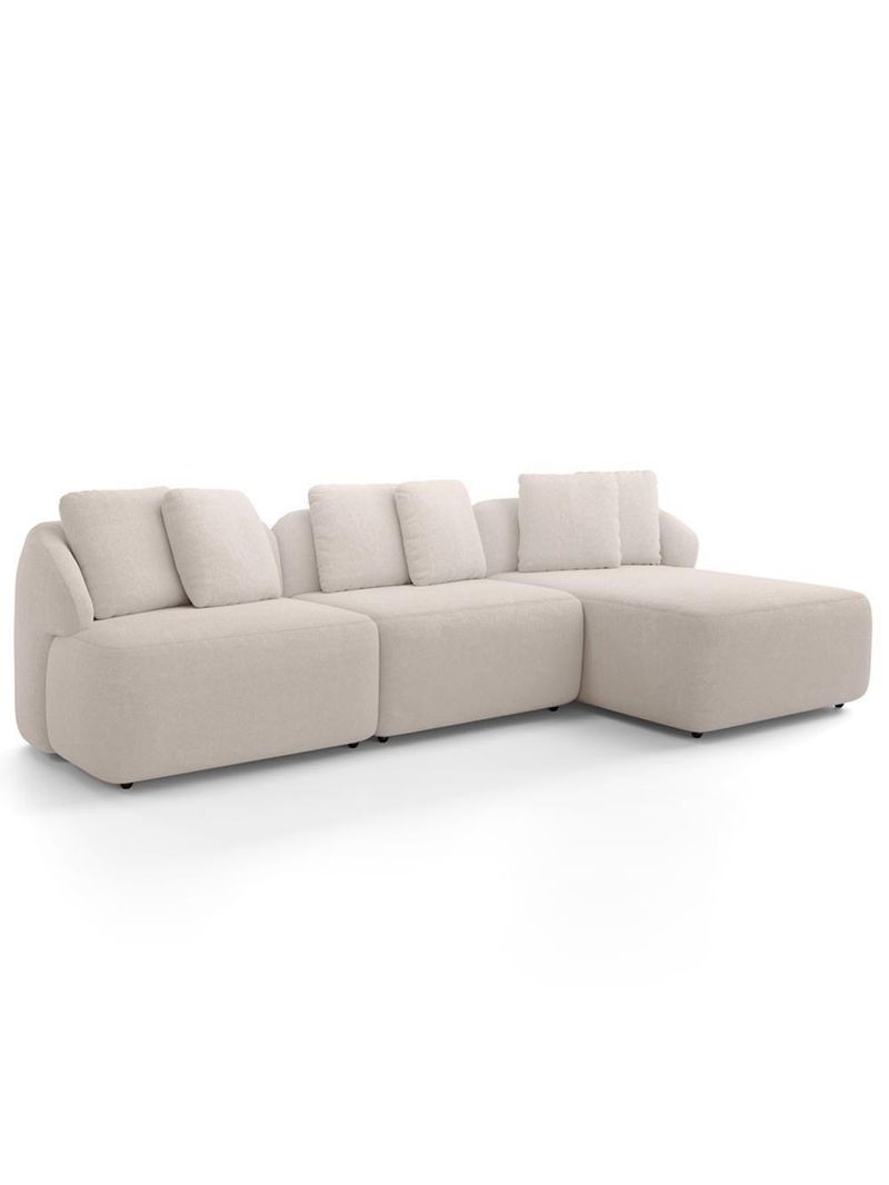 Sofá 4 Lugares Com Chaise Direito Sala Living 294cm Arlo F04 Bouclê Bege - Lyam Decor