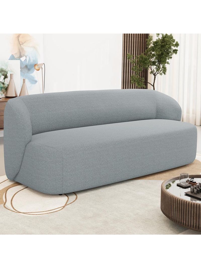 Sofá 2 Lugares Orgânico Para Sala De Estar Living 170cm Heidy F04 Linho Cinza - Lyam Decor