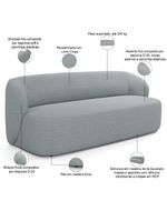 Sofá 2 Lugares Orgânico Para Sala De Estar Living 170cm Heidy F04 Linho Cinza - Lyam Decor