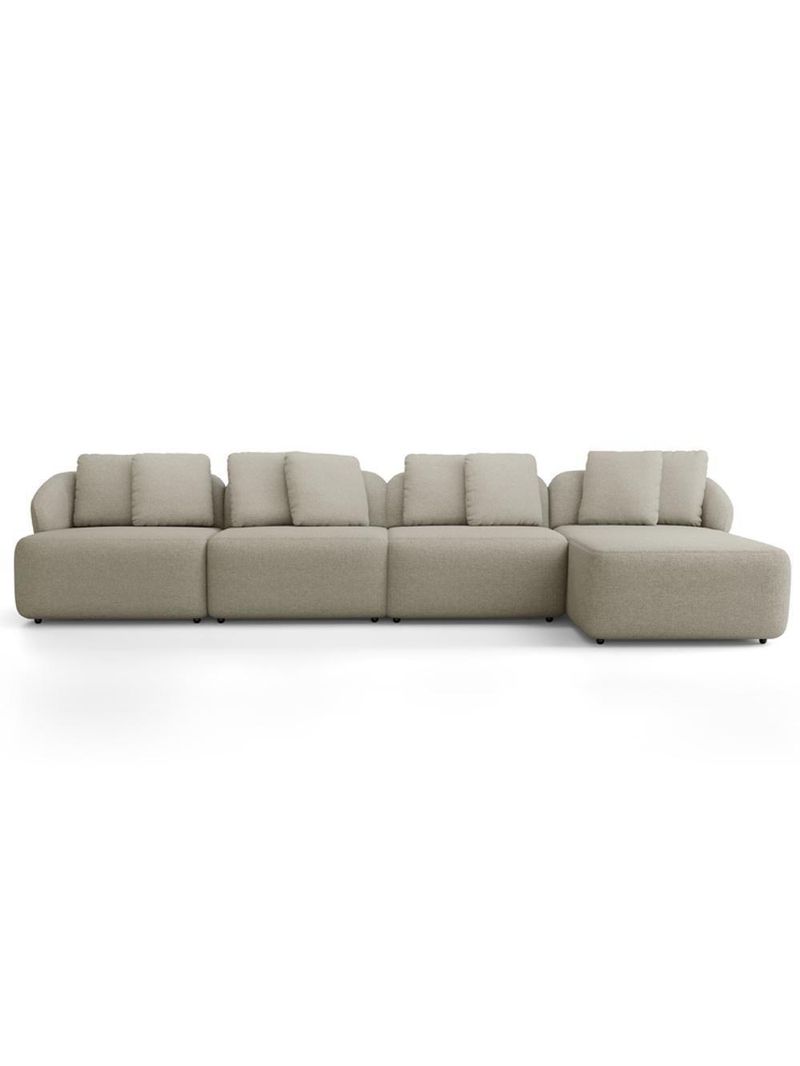 Sofá 5 Lugares Com Chaise Direito Sala Living 334cm Arlo F04 Linho Bege - Lyam Decor