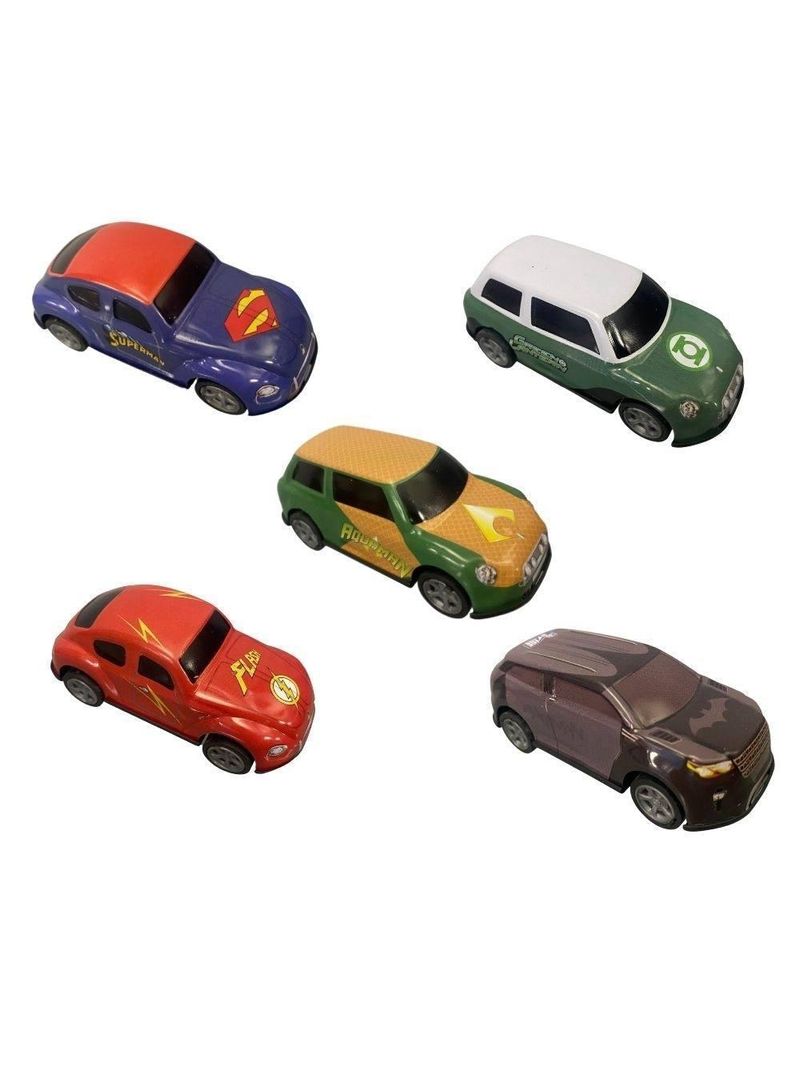 Mini veiculos pull back com 5 - liga da justiça