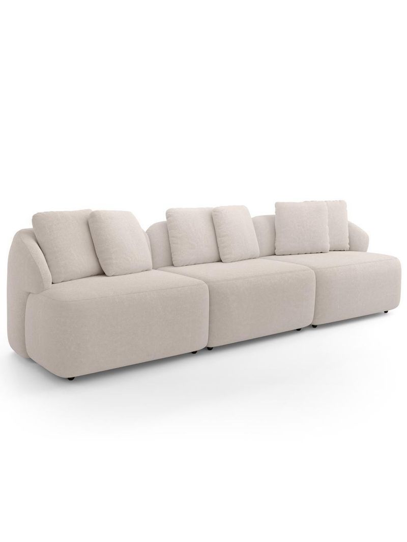 Sofá 4 Lugares Para Sala De Estar Living 294cm Arlo F04 Bouclê Bege - Lyam Decor