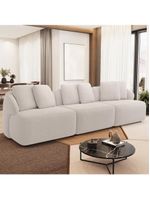 Sofá 4 Lugares Para Sala De Estar Living 294cm Arlo F04 Bouclê Bege - Lyam Decor