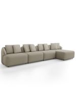 Sofá 5 Lugares Com Chaise Direito Sala Living 394cm Arlo F04 Linho Bege - Lyam Decor