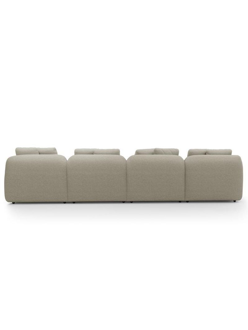 Sofá 5 Lugares Com Chaise Direito Sala Living 394cm Arlo F04 Linho Bege - Lyam Decor