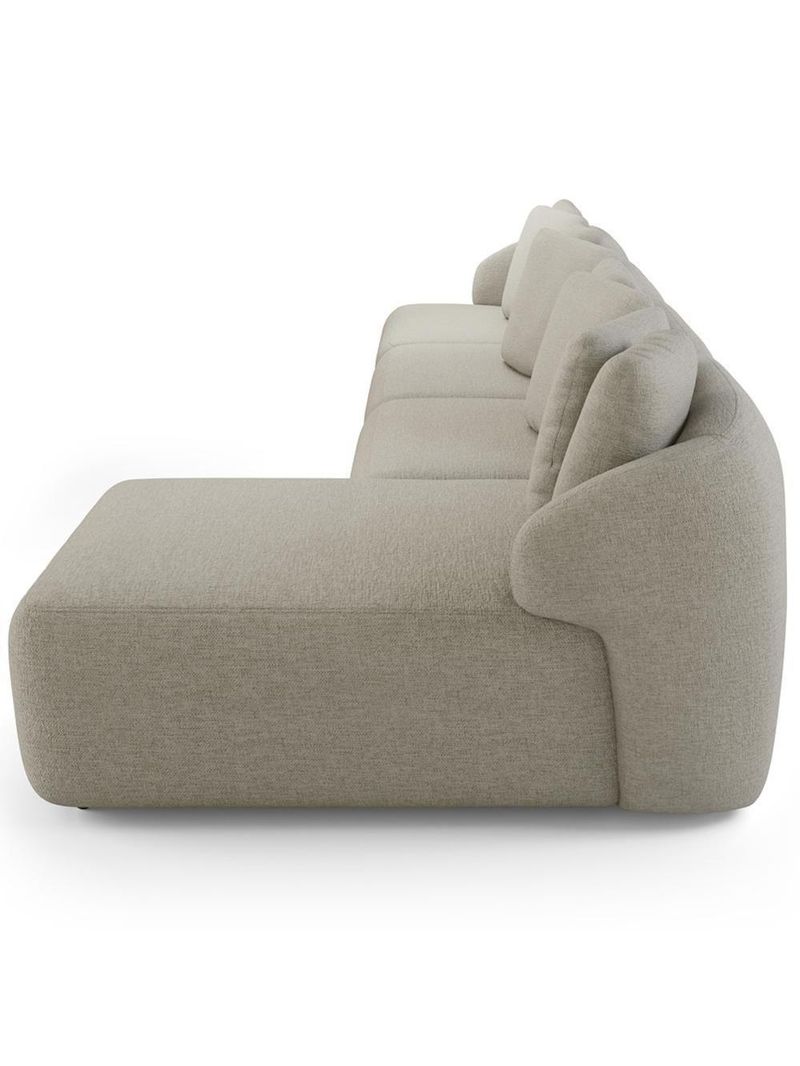 Sofá 5 Lugares Com Chaise Direito Sala Living 394cm Arlo F04 Linho Bege - Lyam Decor