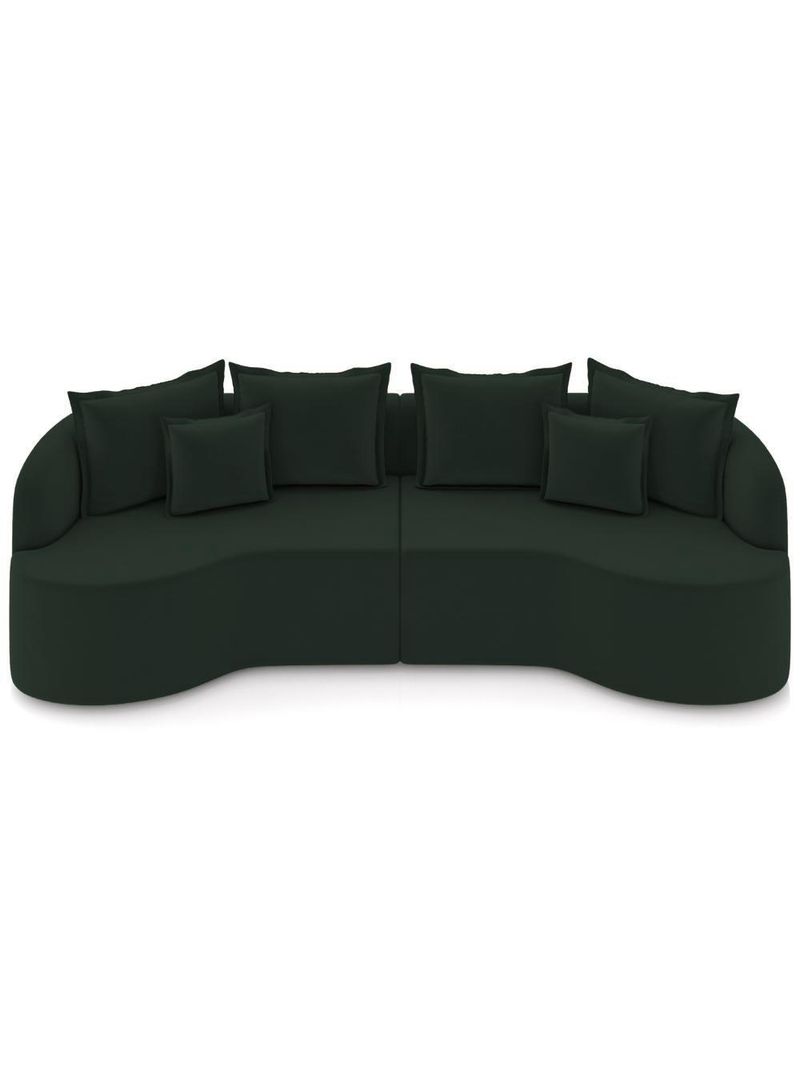 Sofá 3 Lugares Orgânico Sala De Estar Living 230cm Ekos K01 Veludo Verde - Lyam Decor