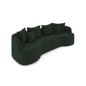 Sofá 3 Lugares Orgânico Sala De Estar Living 230cm Ekos K01 Veludo Verde - Lyam Decor