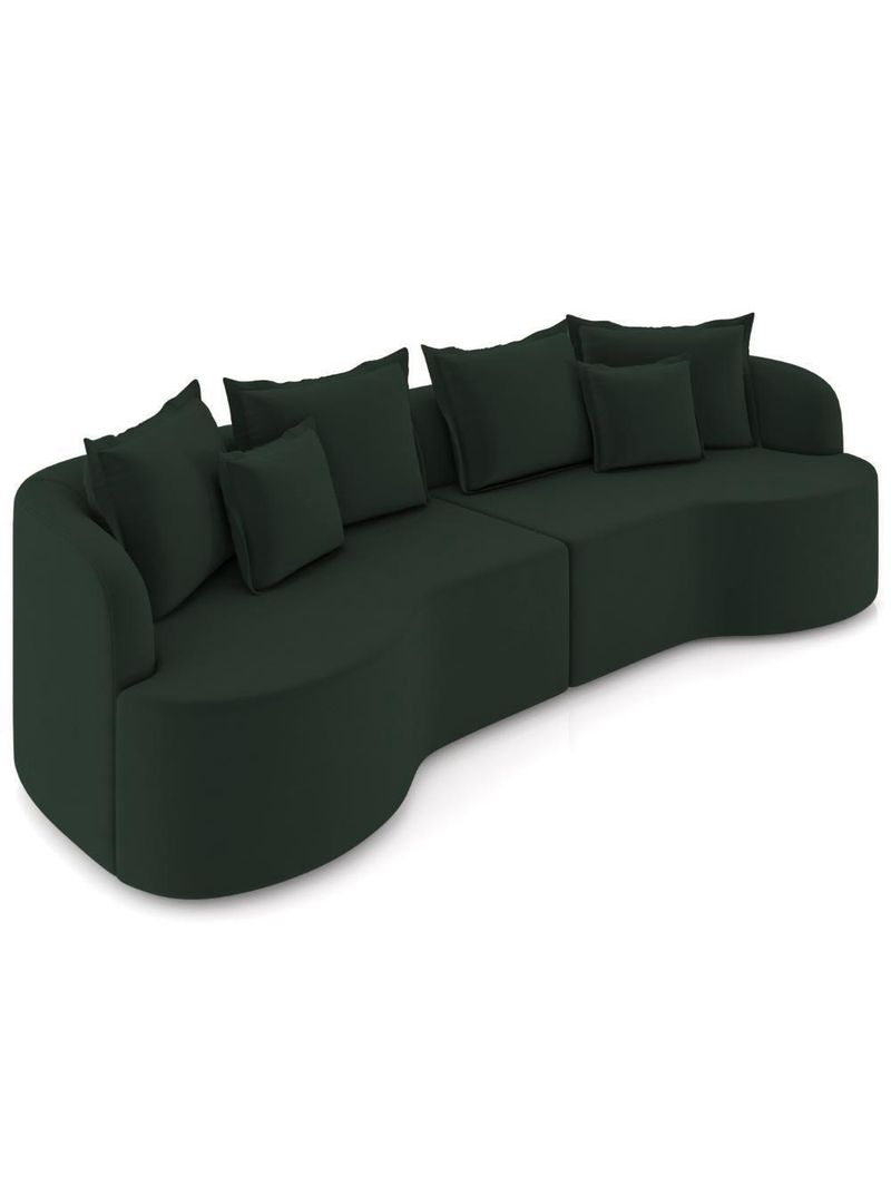 Sofá 3 Lugares Orgânico Sala De Estar Living 230cm Ekos K01 Veludo Verde - Lyam Decor