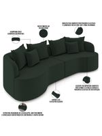 Sofá 3 Lugares Orgânico Sala De Estar Living 230cm Ekos K01 Veludo Verde - Lyam Decor