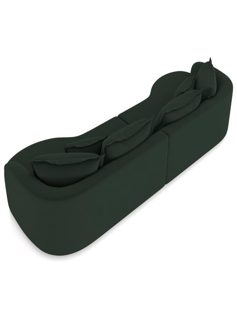 Sofá 3 Lugares Orgânico Sala De Estar Living 230cm Ekos K01 Veludo Verde - Lyam Decor