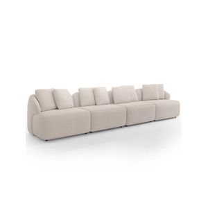 Sofá 4 Lugares Para Sala De Estar Living 314cm Arlo F04 Bouclê Bege - Lyam Decor