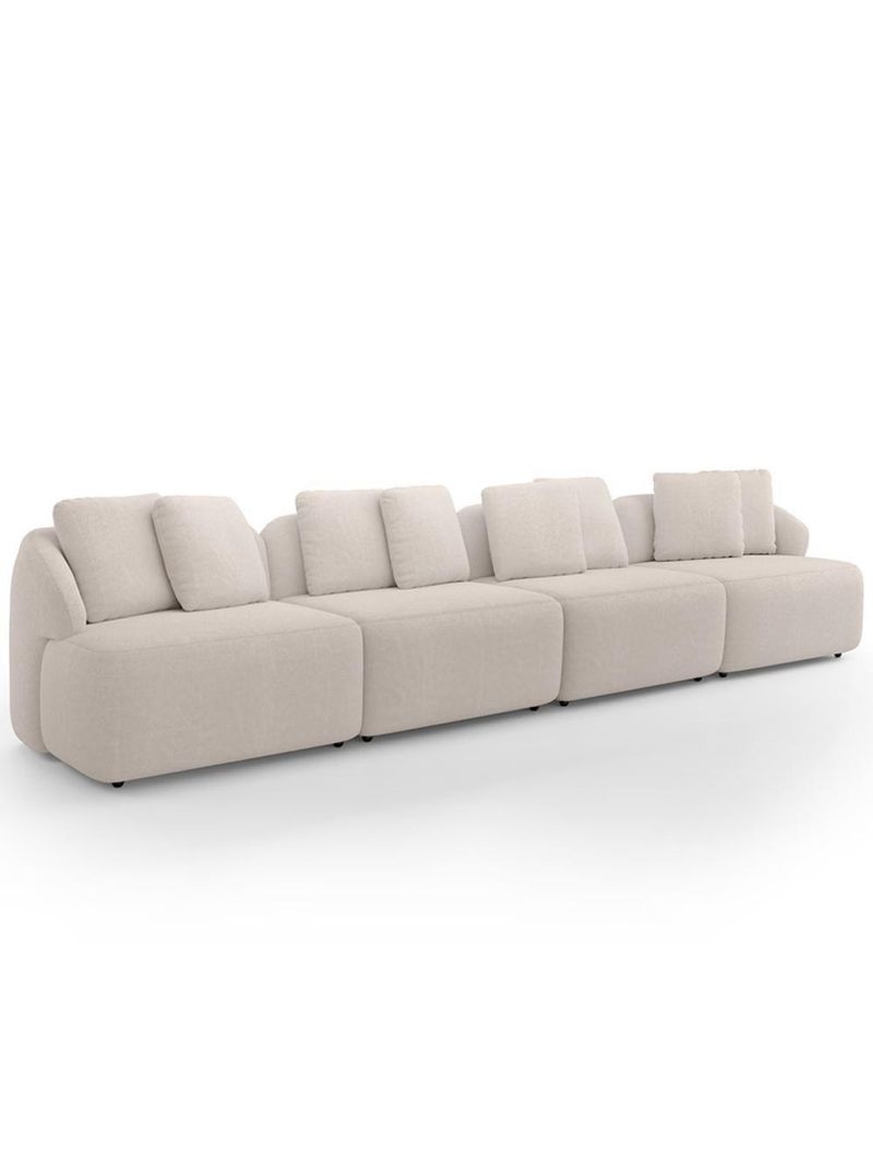 Sofá 4 Lugares Para Sala De Estar Living 314cm Arlo F04 Bouclê Bege - Lyam Decor