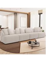 Sofá 4 Lugares Para Sala De Estar Living 314cm Arlo F04 Bouclê Bege - Lyam Decor