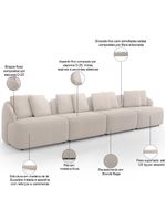 Sofá 4 Lugares Para Sala De Estar Living 314cm Arlo F04 Bouclê Bege - Lyam Decor